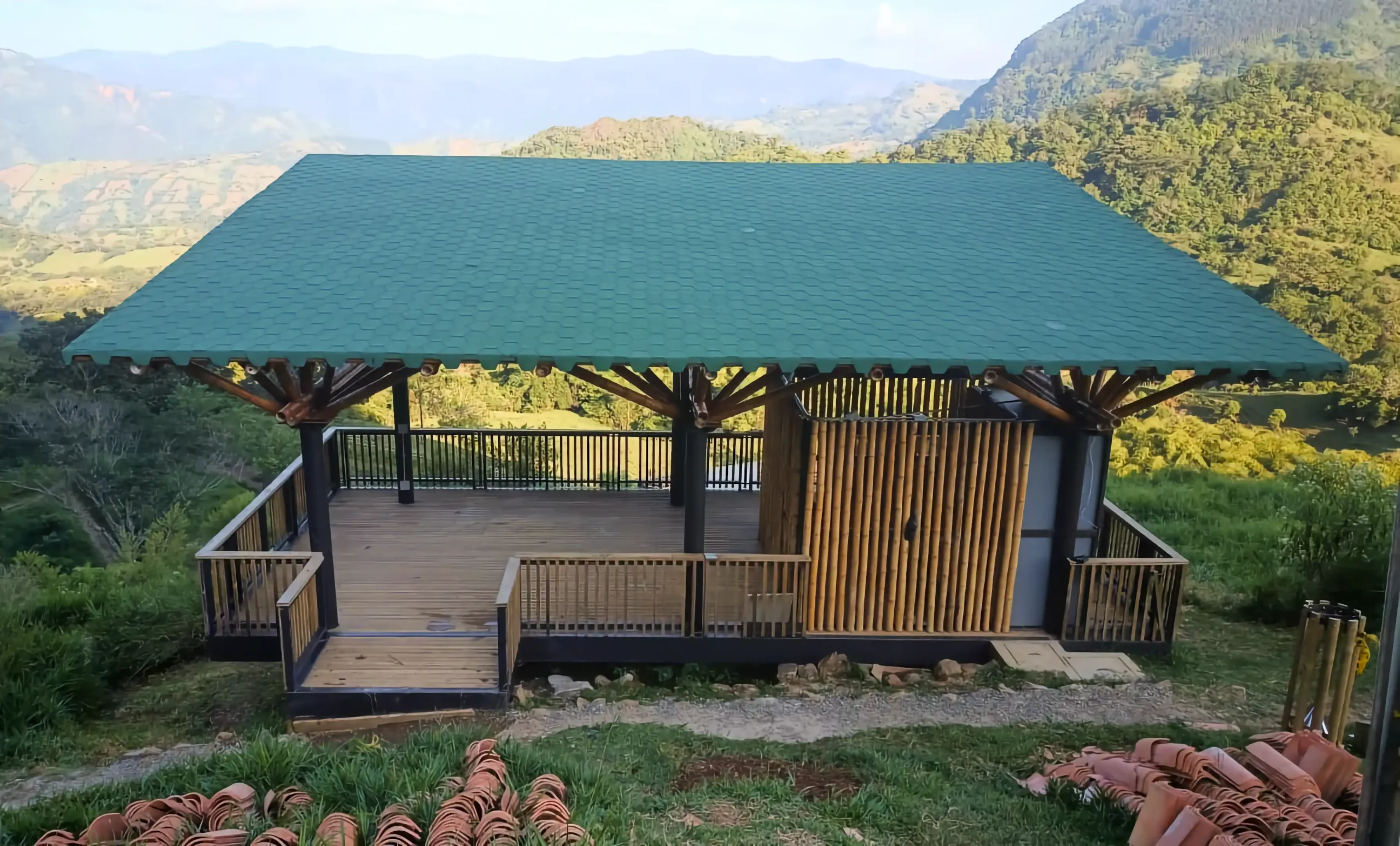 Guadua Bamboo structures at the Cerro Tusa park in Colombia