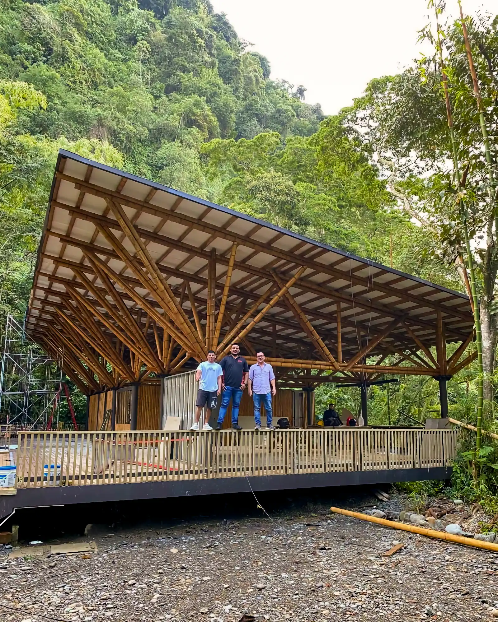 Guadua Bamboo structures at the Cerro Tusa park in Colombia