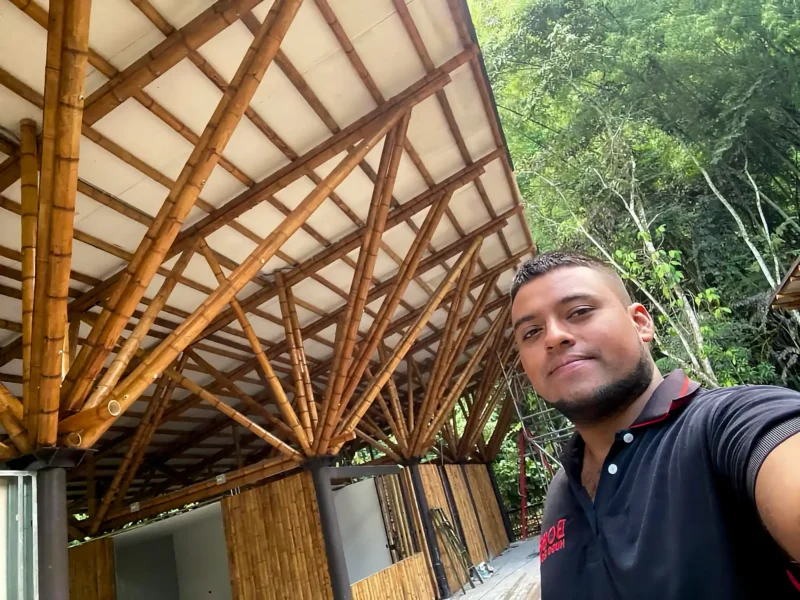 Guadua Bamboo structures at the Cerro Tusa park in Colombia