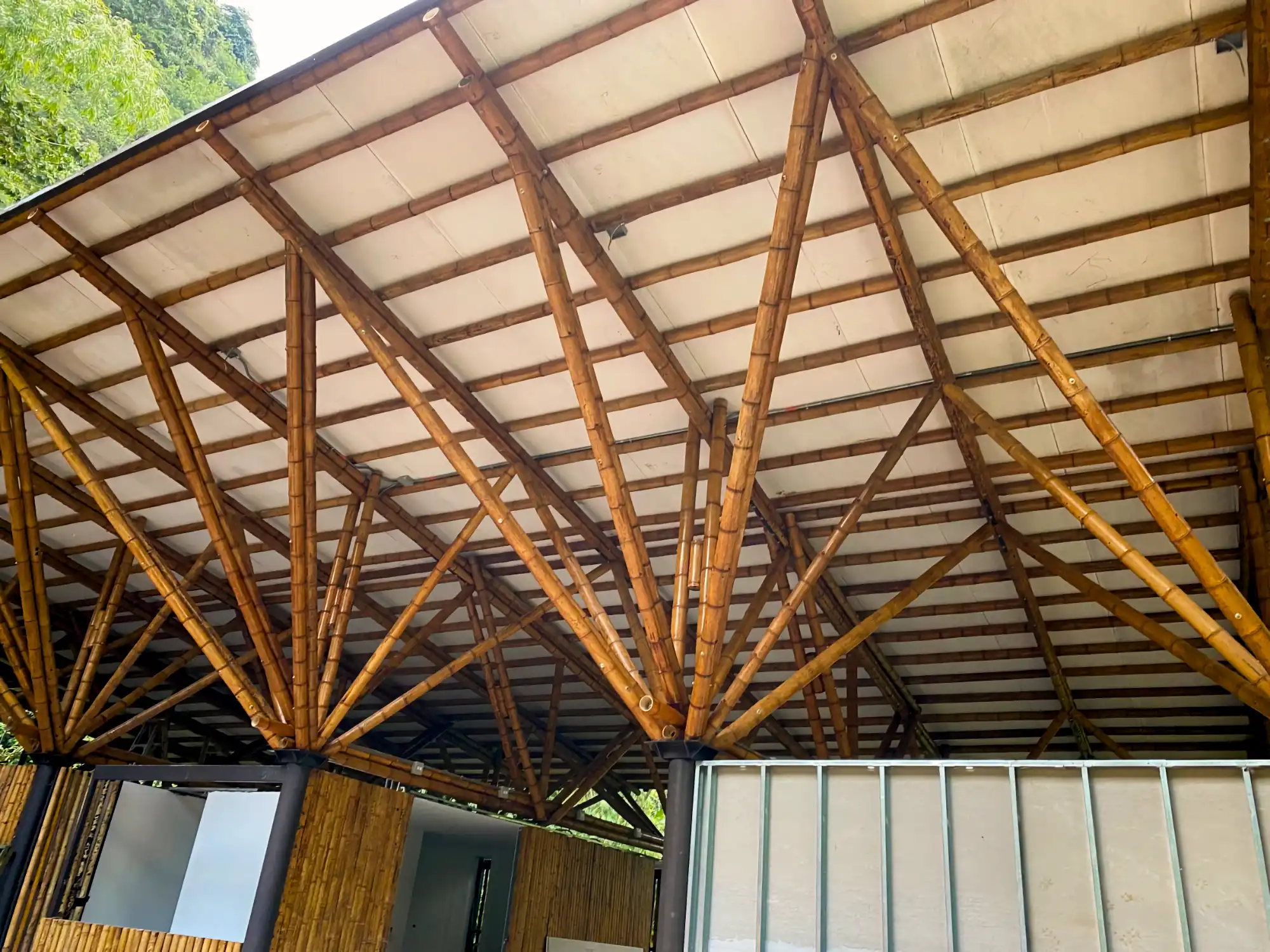 Guadua Bamboo structures at the Cerro Tusa park in Colombia