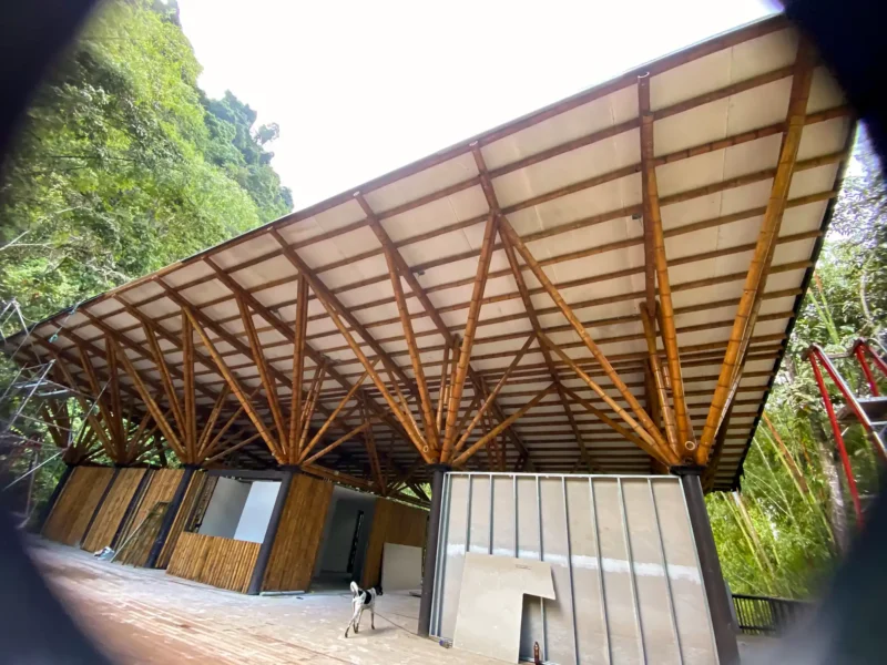 Guadua Bamboo structures at the Cerro Tusa park in Colombia