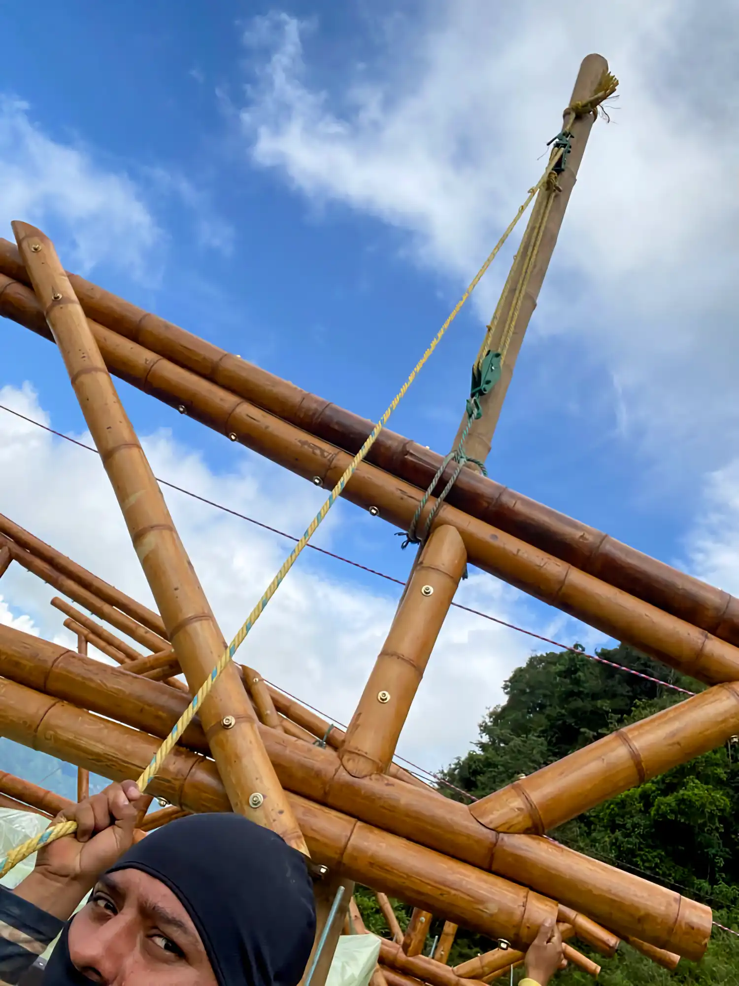 Guadua Bamboo structures at the Cerro Tusa park in Colombia