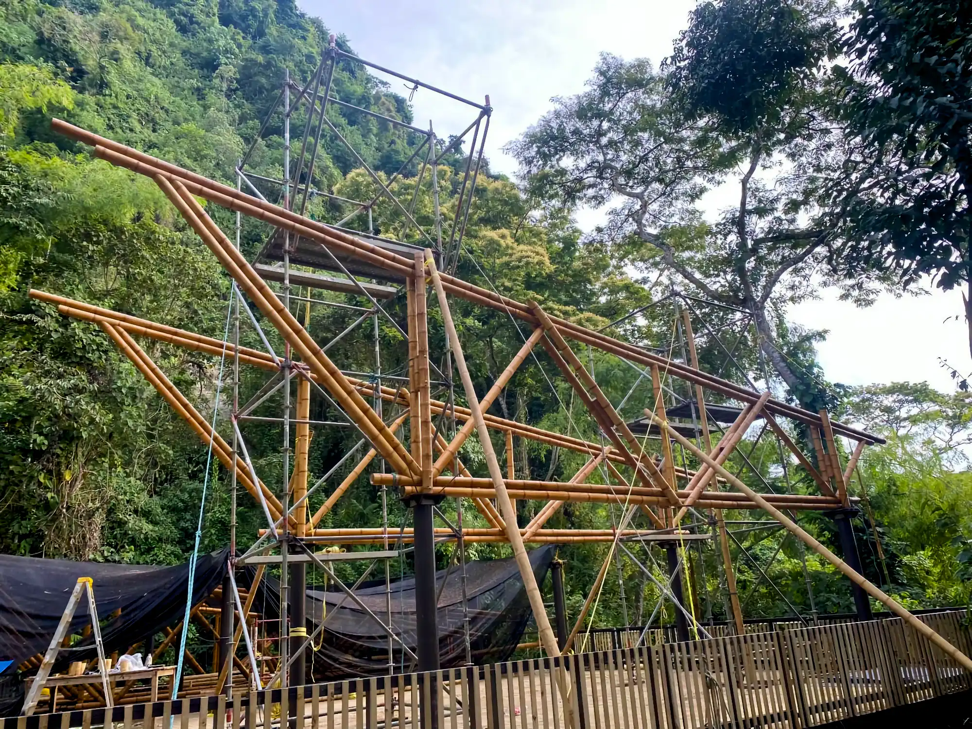 Guadua Bamboo structures at the Cerro Tusa park in Colombia