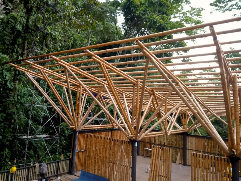 Guadua Bamboo structures at the Cerro Tusa park in Colombia