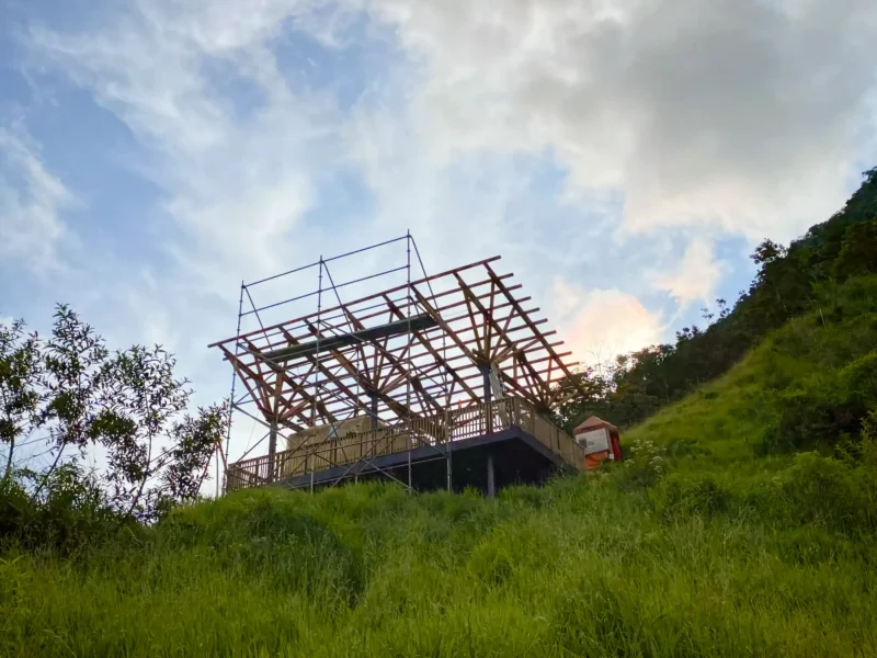 Guadua Bamboo structures at the Cerro Tusa park in Colombia
