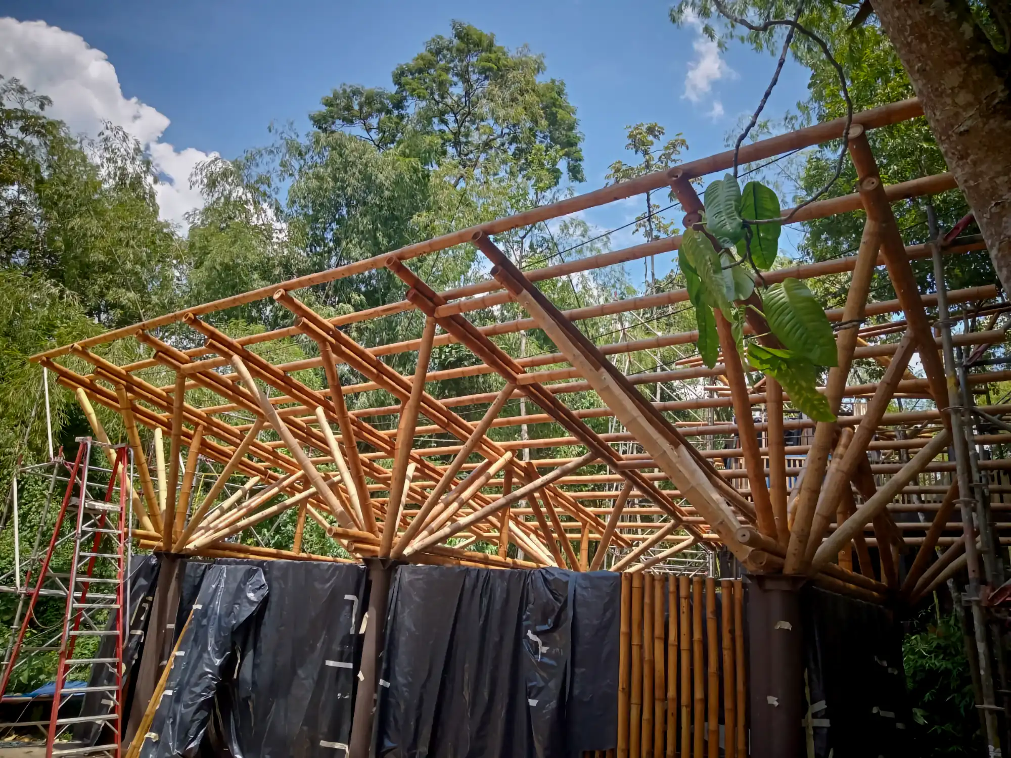 Guadua Bamboo structures at the Cerro Tusa park in Colombia