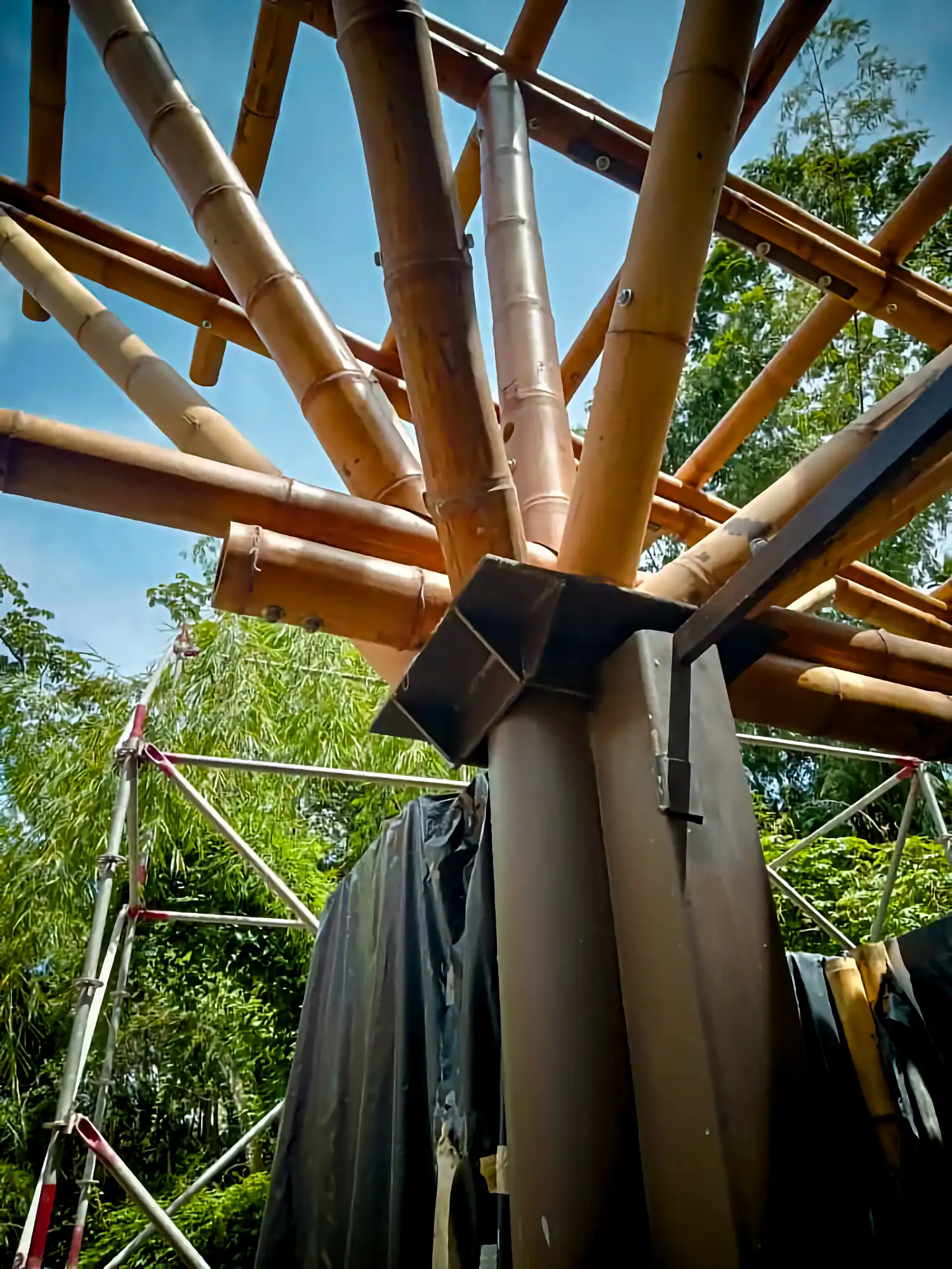 Guadua Bamboo structures at the Cerro Tusa park in Colombia