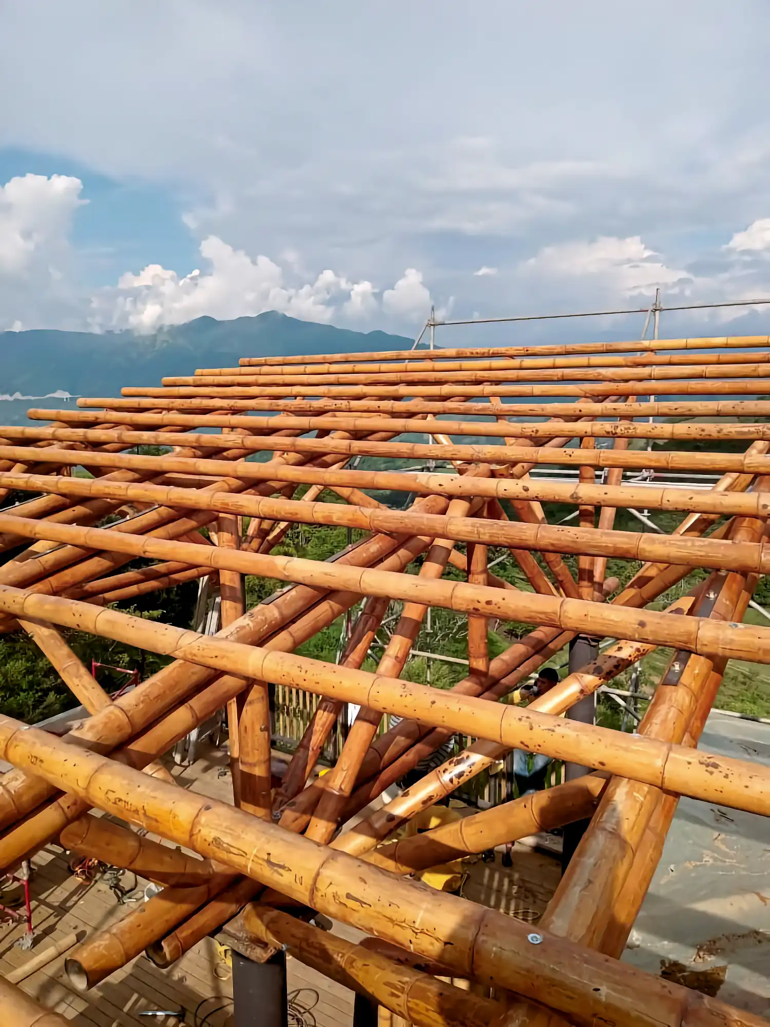 Guadua Bamboo structures at the Cerro Tusa park in Colombia