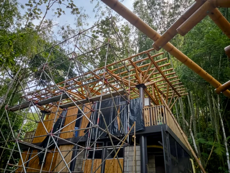Guadua Bamboo structures at the Cerro Tusa park in Colombia