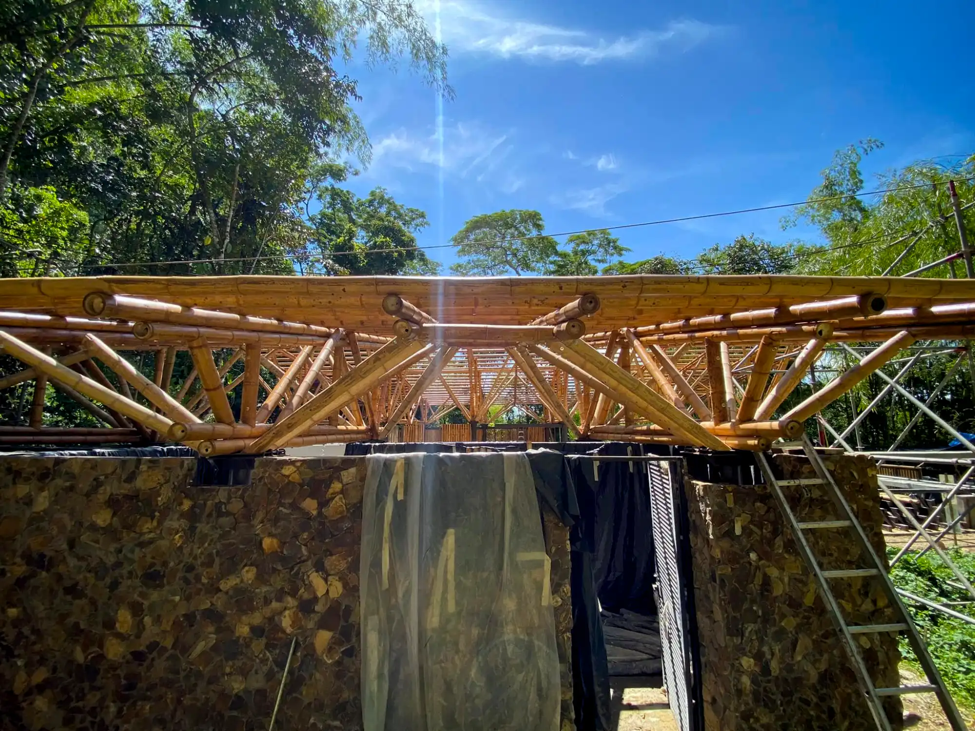 Guadua Bamboo structures at the Cerro Tusa park in Colombia