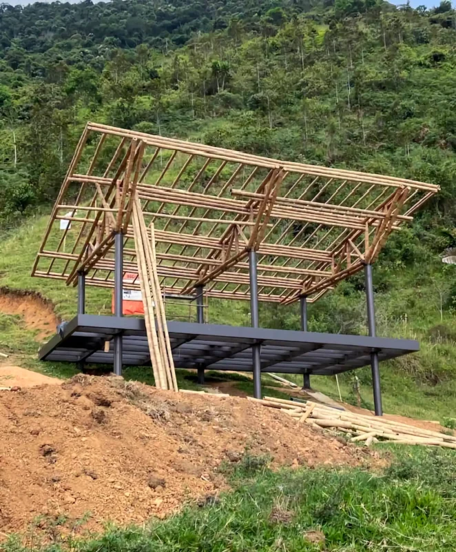 Guadua Bamboo structures at the Cerro Tusa park in Colombia