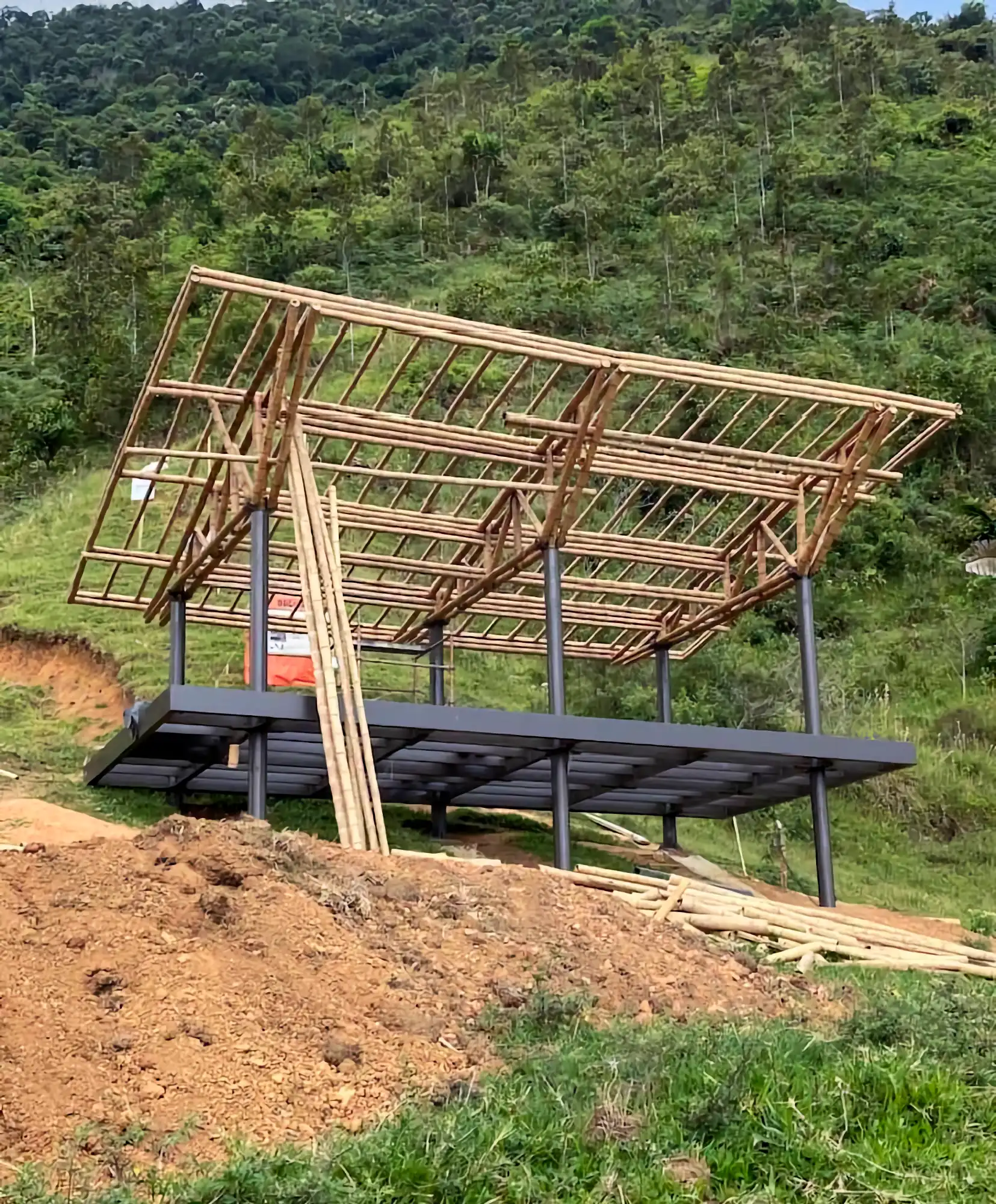 Guadua Bamboo structures at the Cerro Tusa park in Colombia
