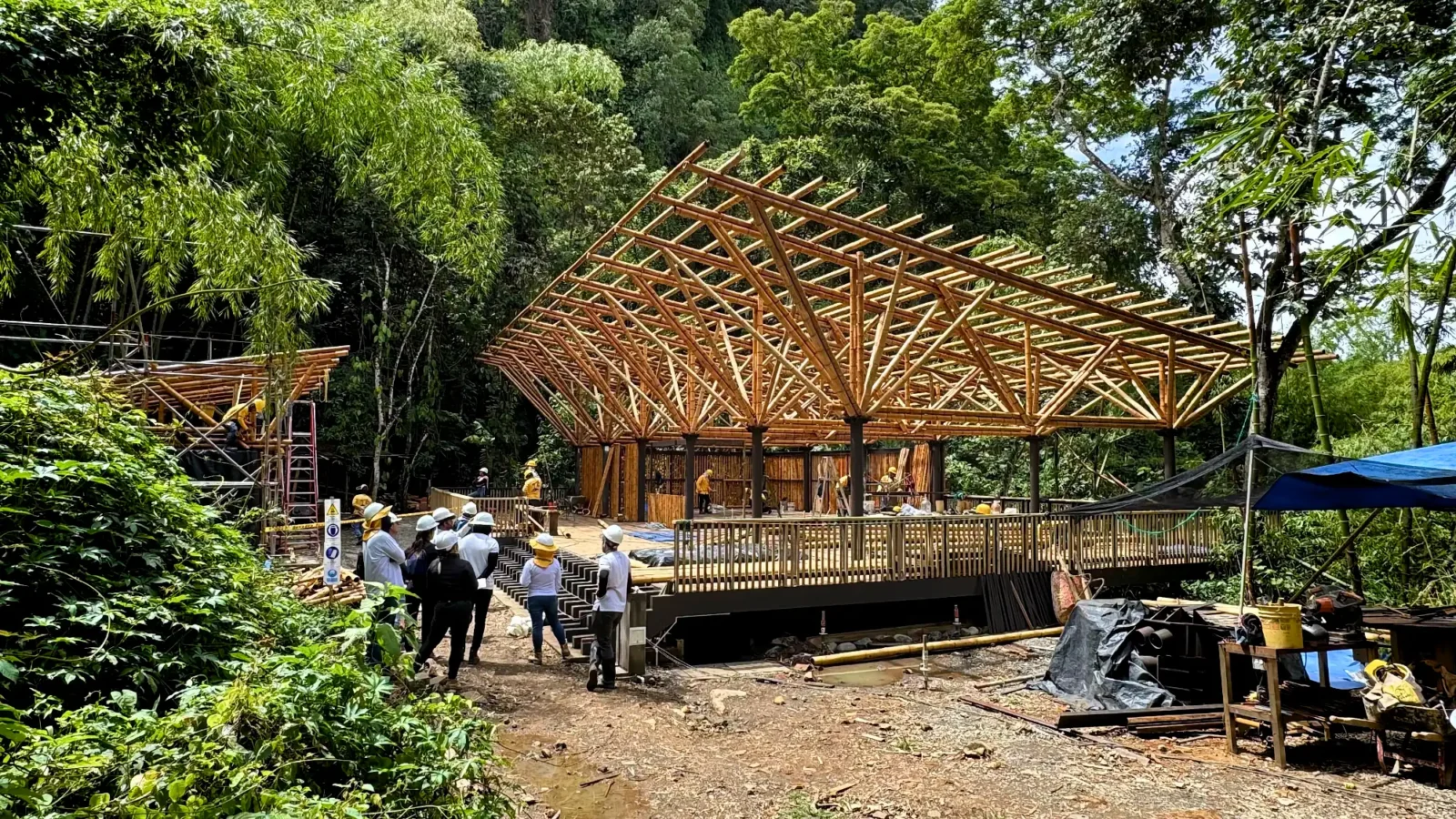 Guadua Bamboo structures at the Cerro Tusa park in Colombia