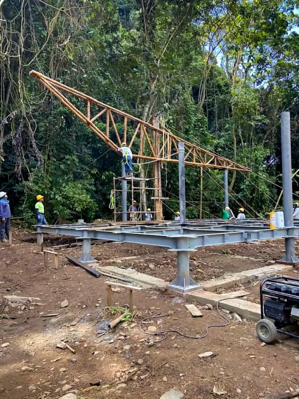 Guadua Bamboo structures at the Cerro Tusa park in Colombia