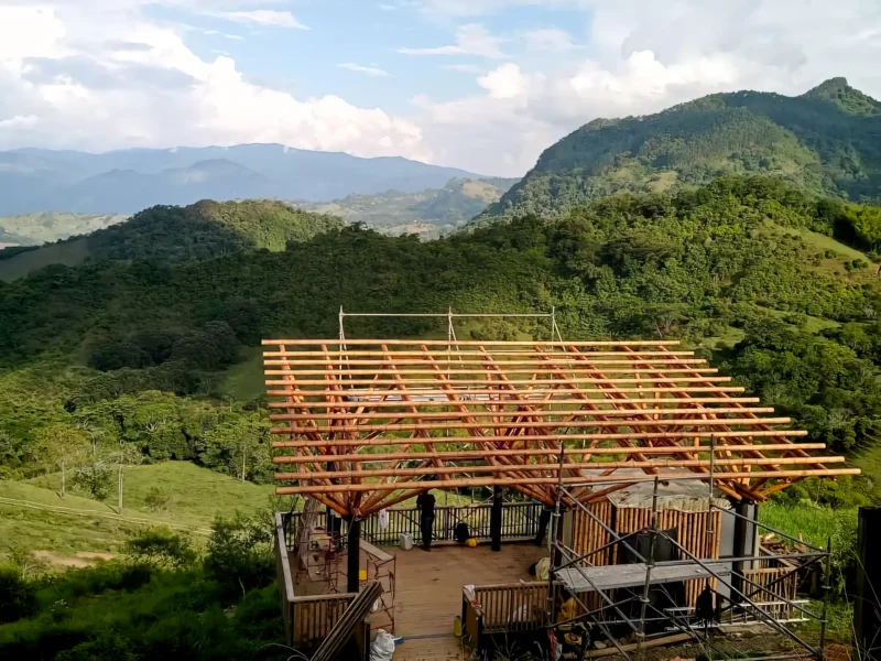 Guadua Bamboo structures at the Cerro Tusa park in Colombia