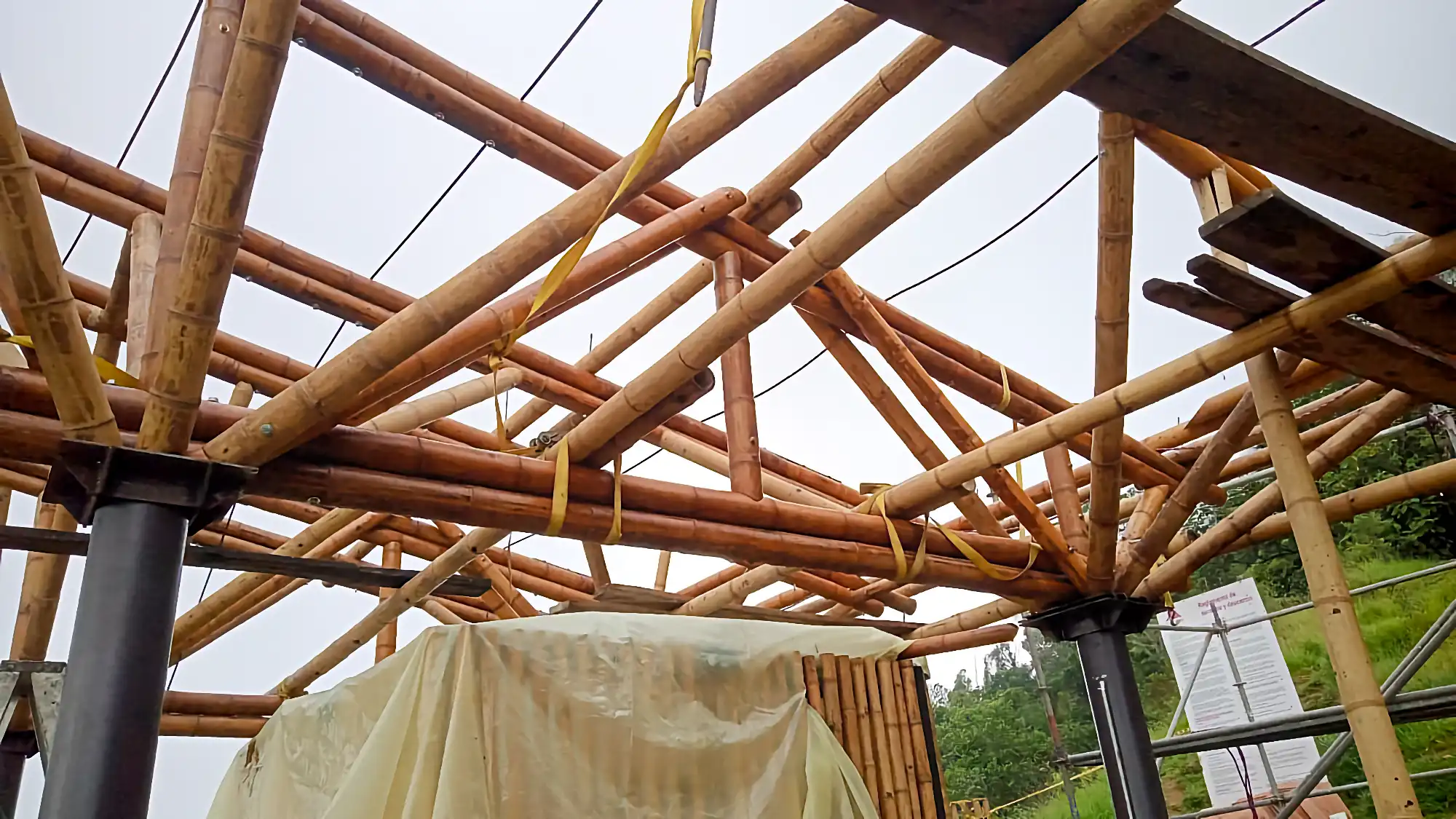 Guadua Bamboo structures at the Cerro Tusa park in Colombia