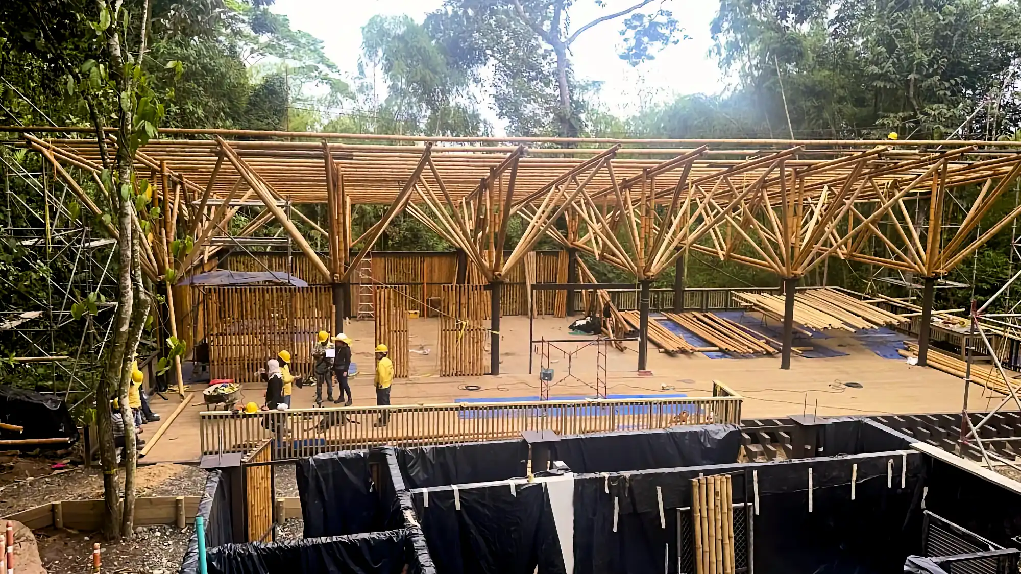 Guadua Bamboo structures at the Cerro Tusa park in Colombia