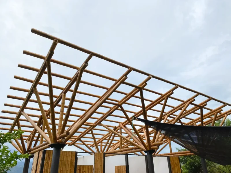 Guadua Bamboo structures at the Cerro Tusa park in Colombia