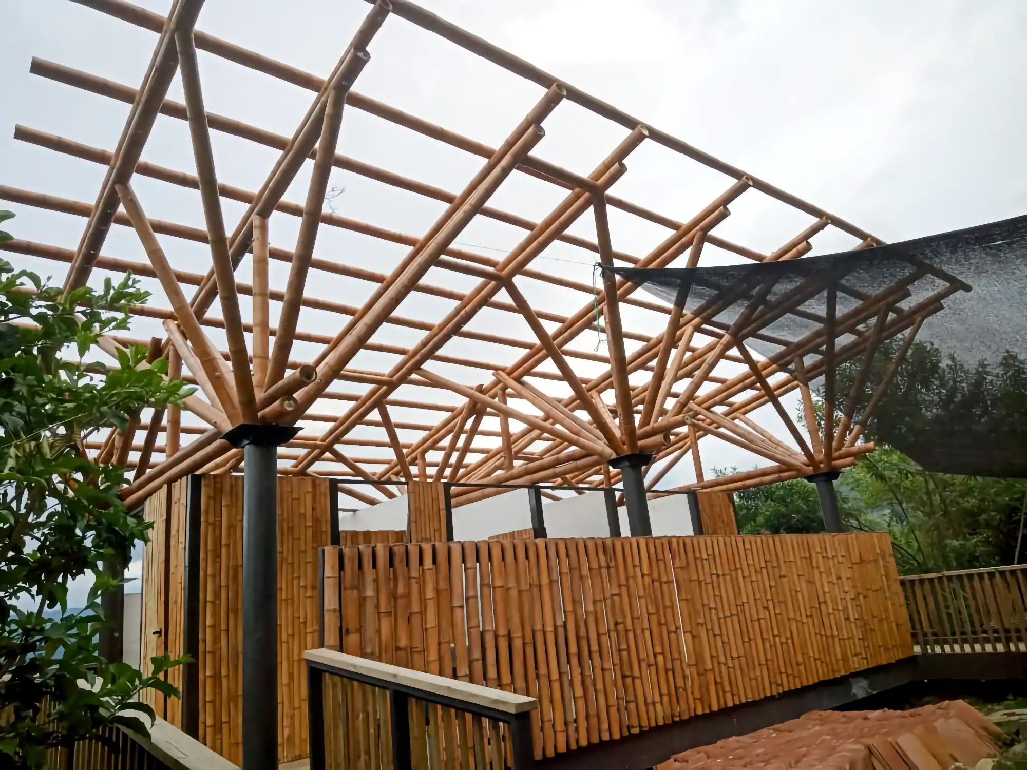 Guadua Bamboo structures at the Cerro Tusa park in Colombia