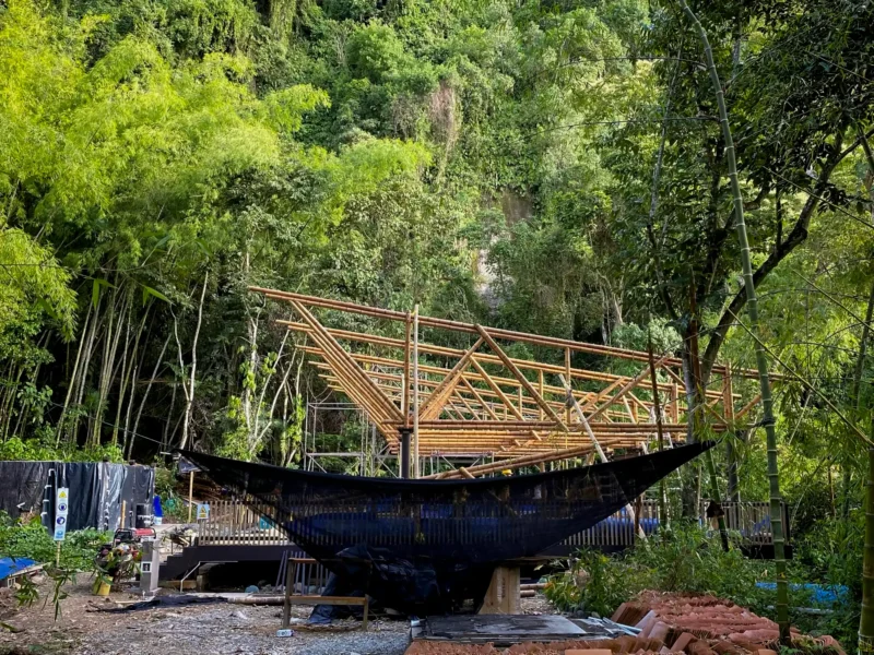 Guadua Bamboo structures at the Cerro Tusa park in Colombia