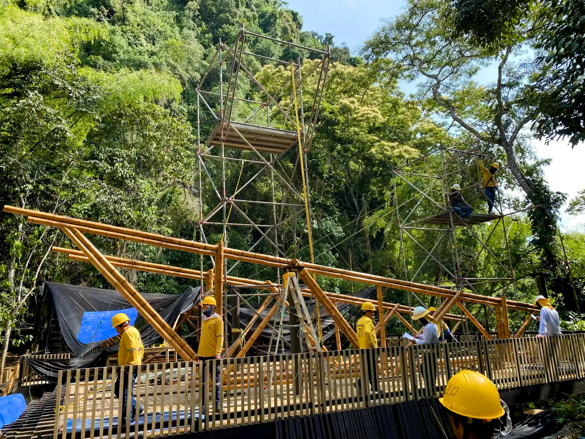 Guadua Bamboo structures at the Cerro Tusa park in Colombia