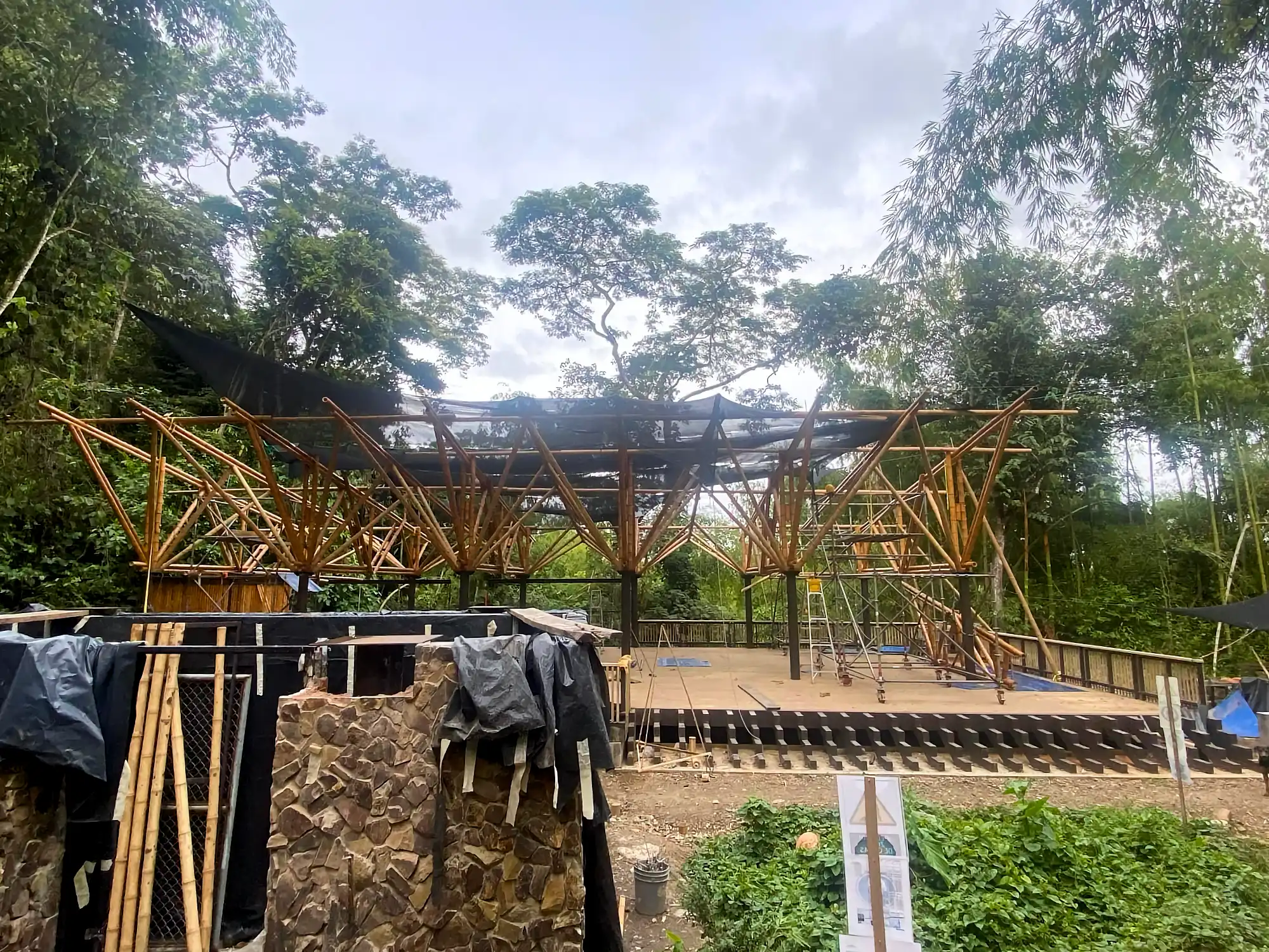 Guadua Bamboo structures at the Cerro Tusa park in Colombia