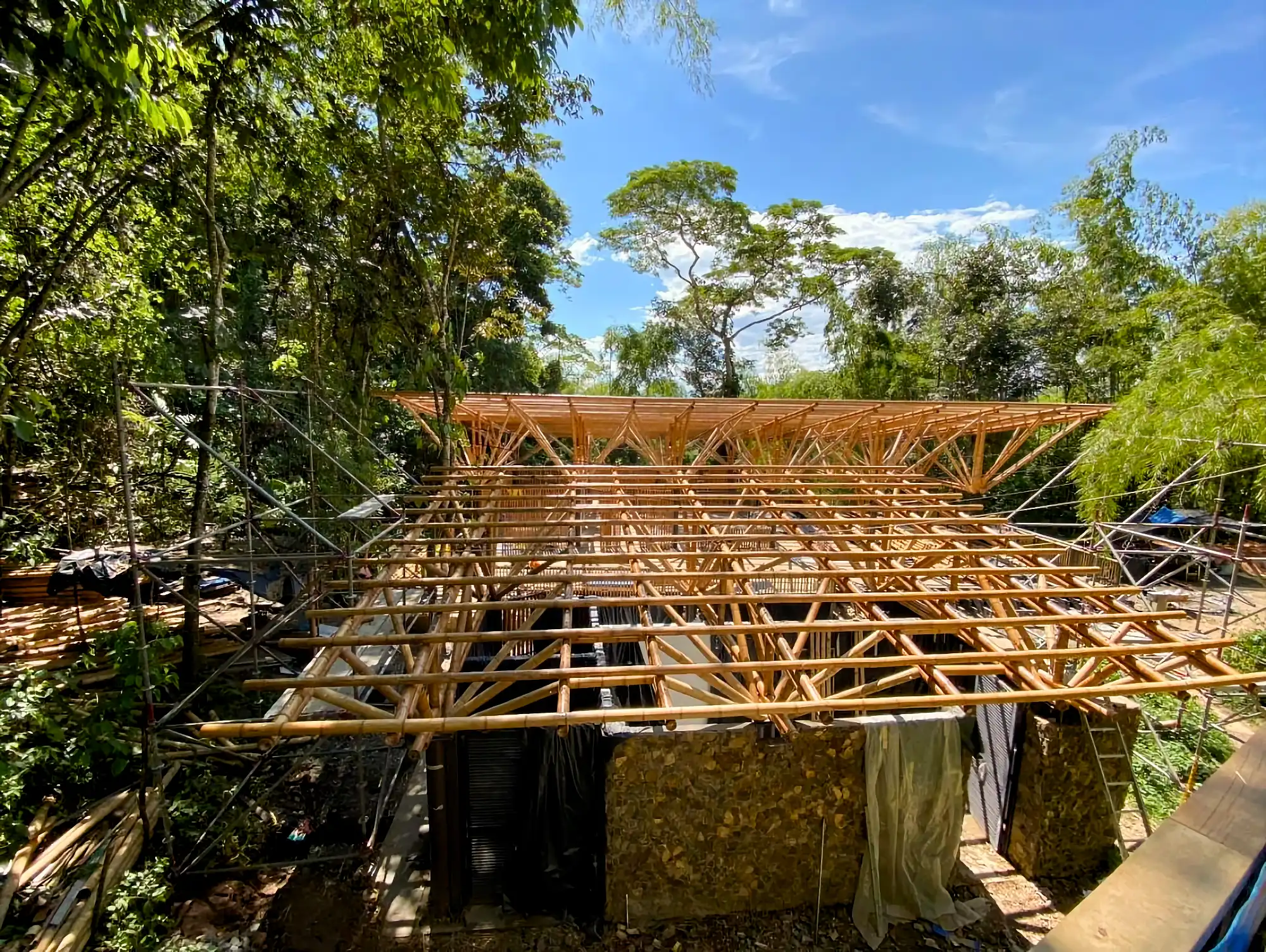 Guadua Bamboo structures at the Cerro Tusa park in Colombia