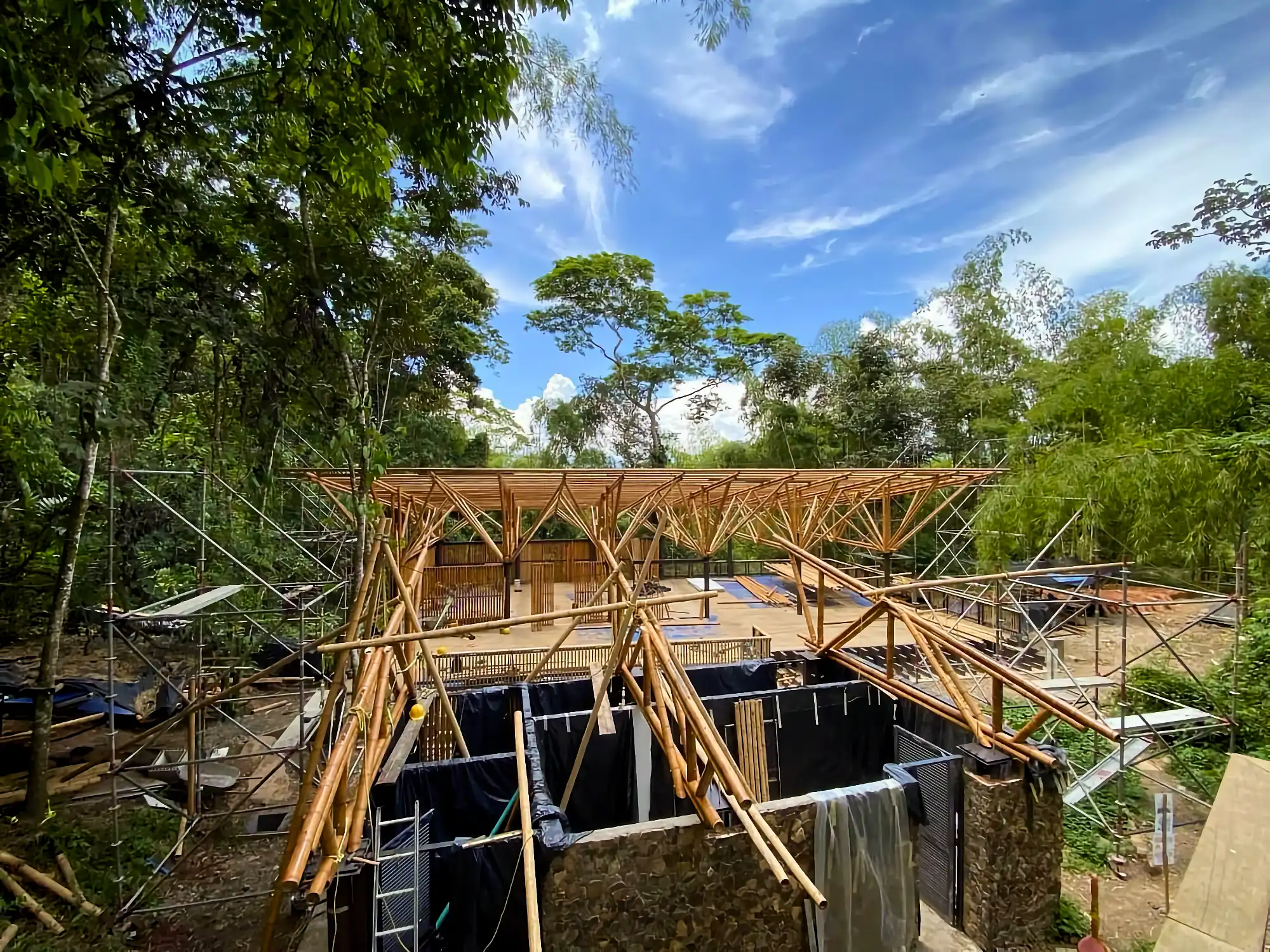 Guadua Bamboo structures at the Cerro Tusa park in Colombia
