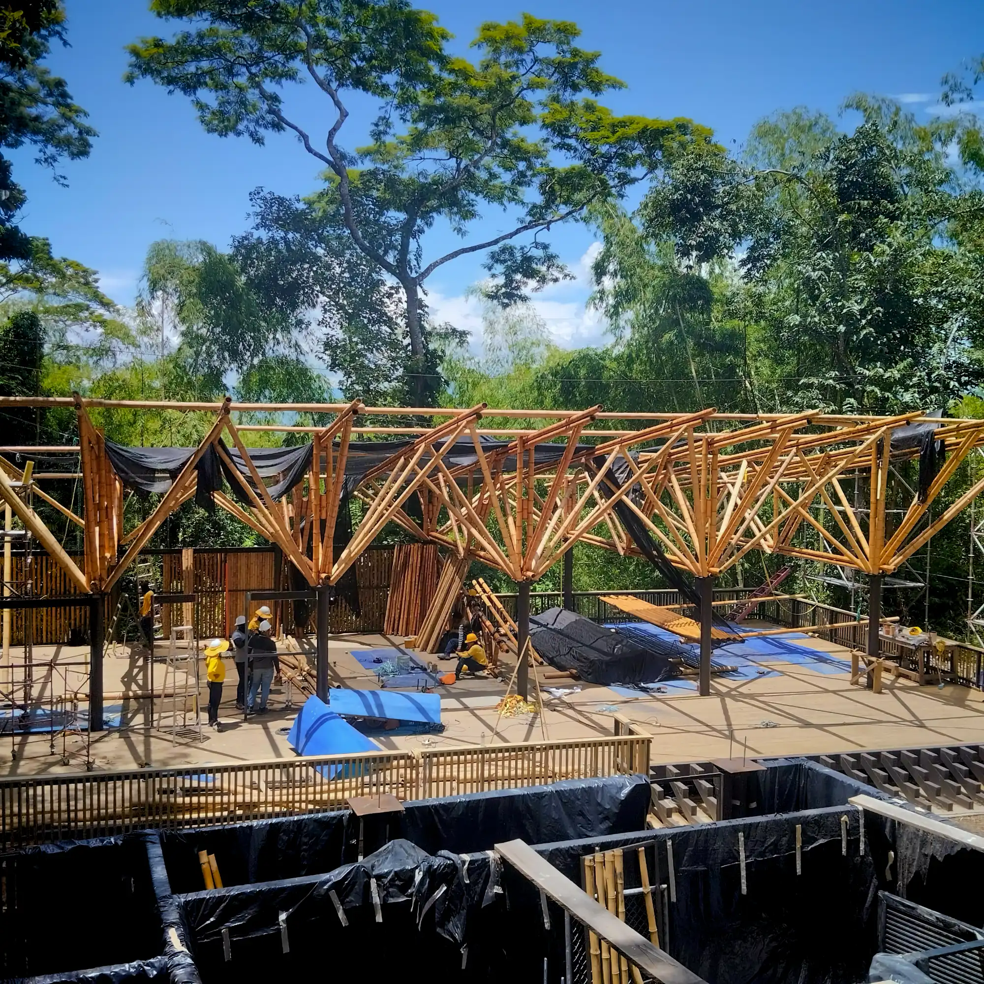 Guadua Bamboo structures at the Cerro Tusa park in Colombia