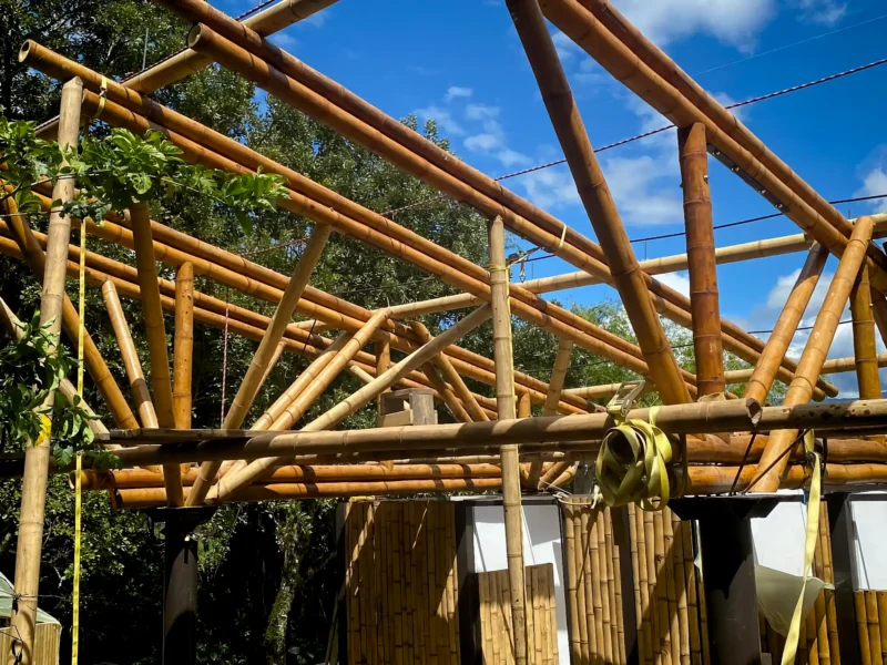 Guadua Bamboo structures at the Cerro Tusa park in Colombia