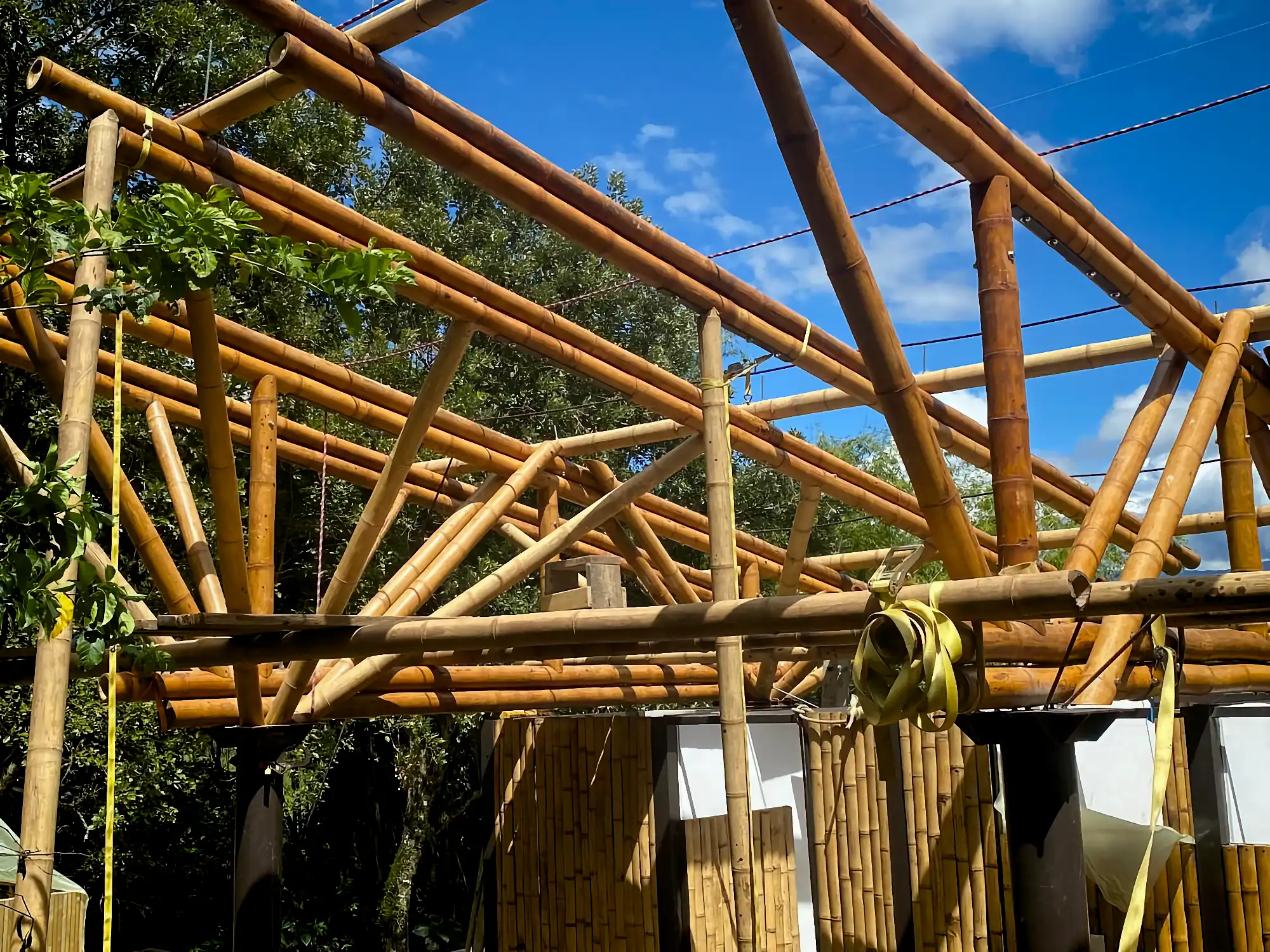 Guadua Bamboo structures at the Cerro Tusa park in Colombia