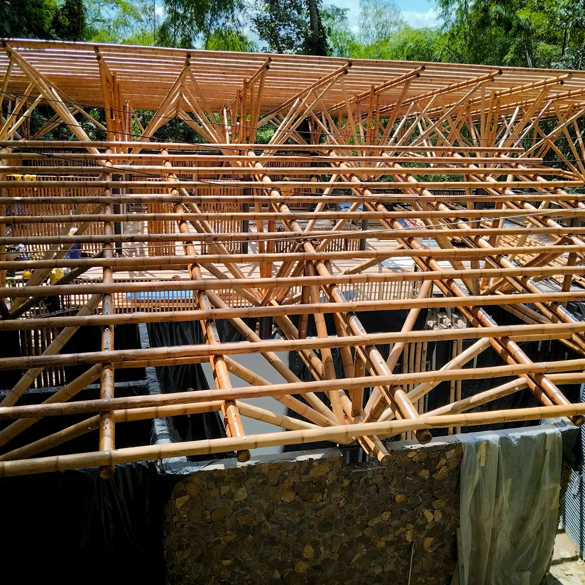Guadua Bamboo structures at the Cerro Tusa park in Colombia