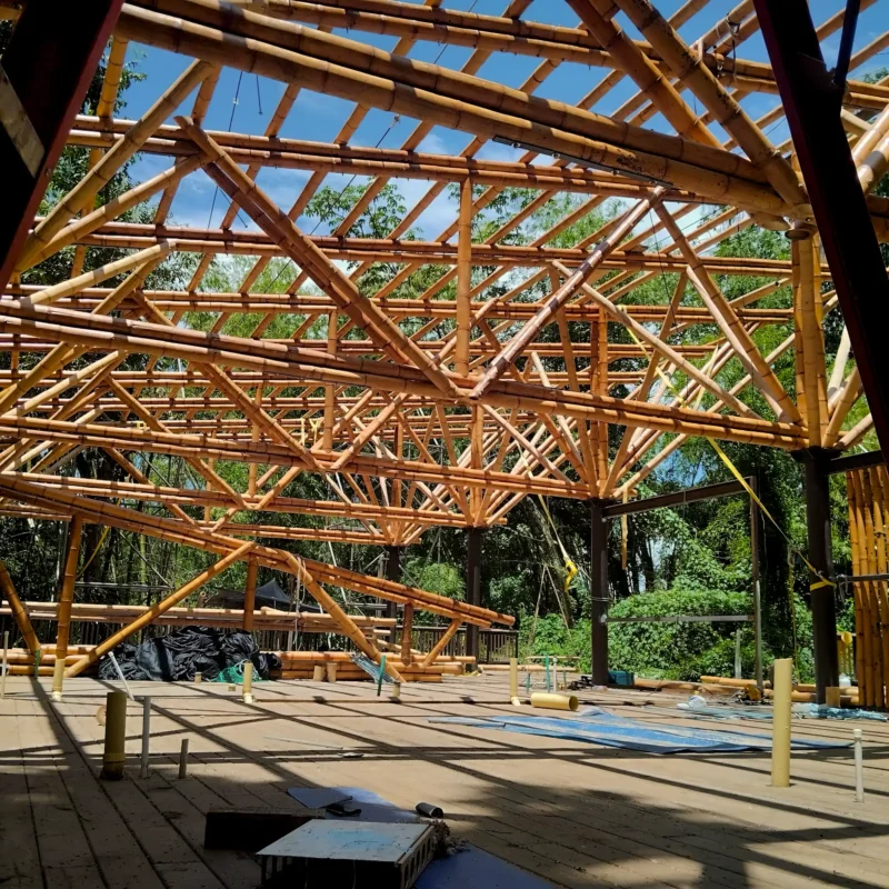 Guadua Bamboo structures at the Cerro Tusa park in Colombia