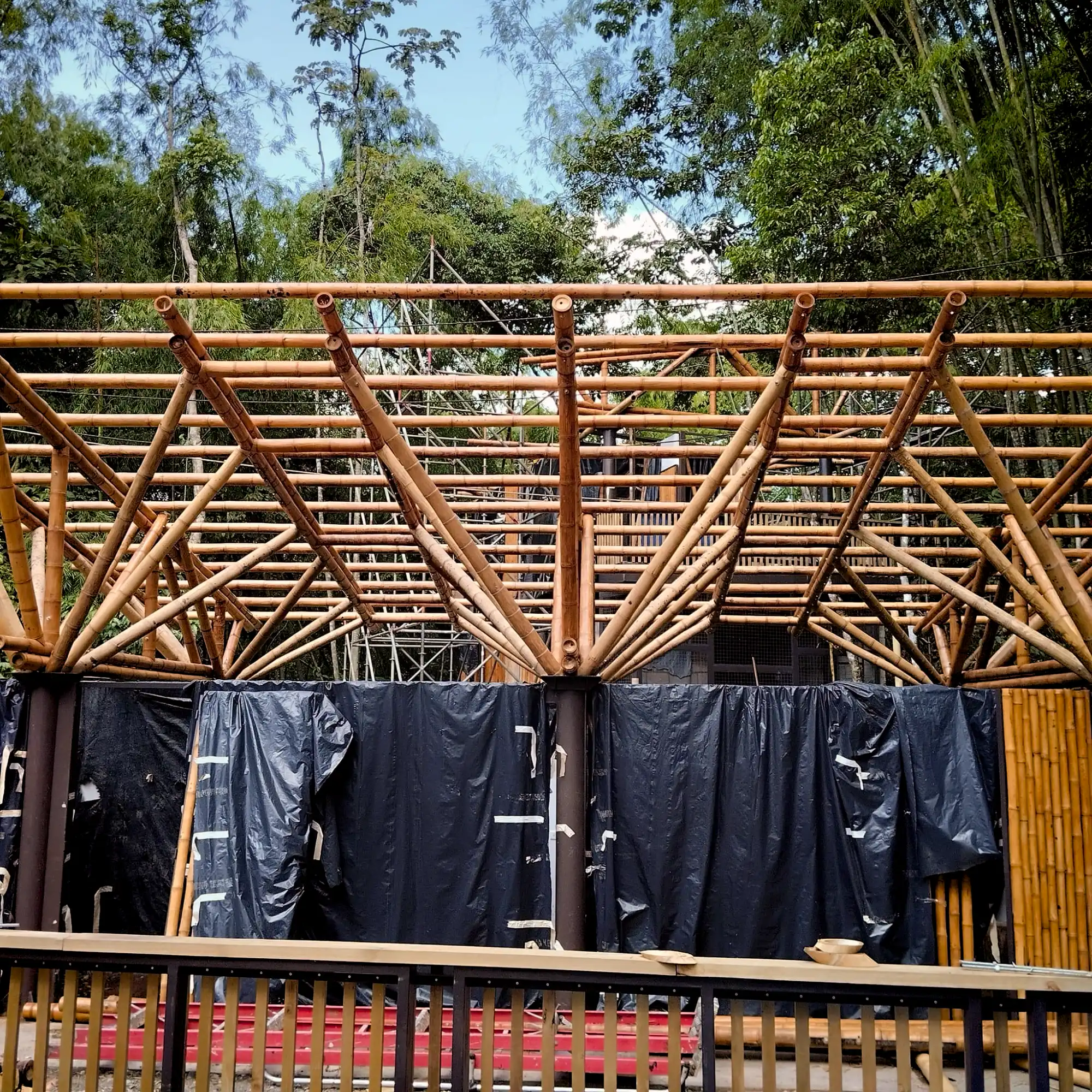 Guadua Bamboo structures at the Cerro Tusa park in Colombia