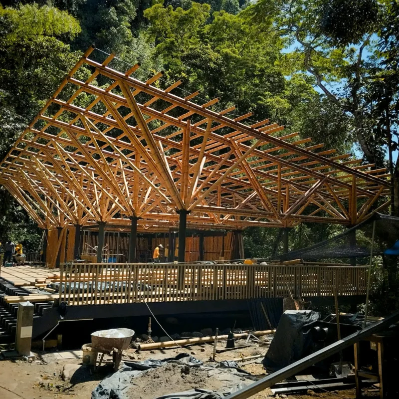 Guadua Bamboo structures at the Cerro Tusa park in Colombia