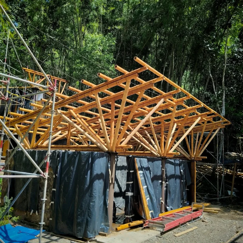 Guadua Bamboo structures at the Cerro Tusa park in Colombia