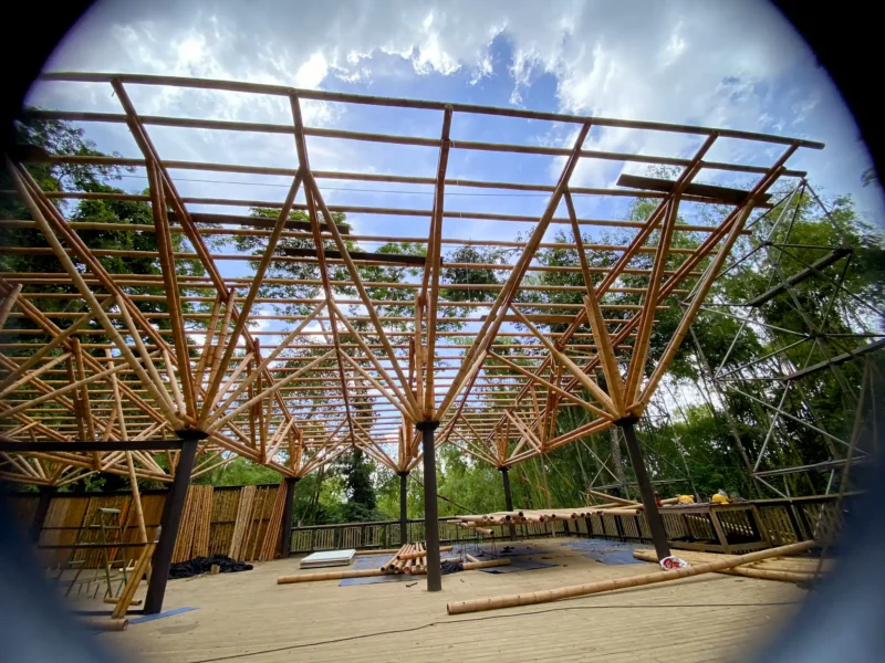 Guadua Bamboo structures at the Cerro Tusa park in Colombia