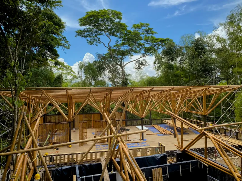Guadua Bamboo structures at the Cerro Tusa park in Colombia