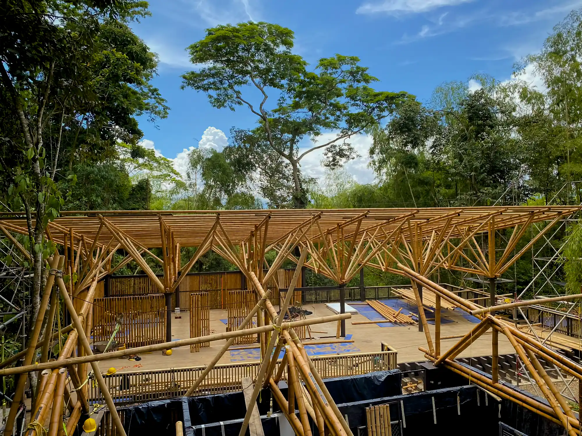 Guadua Bamboo structures at the Cerro Tusa park in Colombia