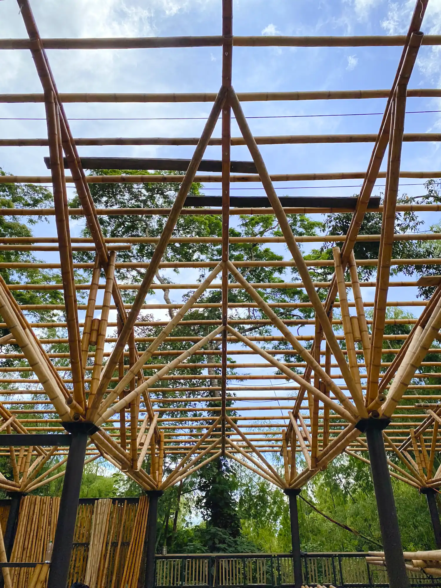 Guadua Bamboo structures at the Cerro Tusa park in Colombia