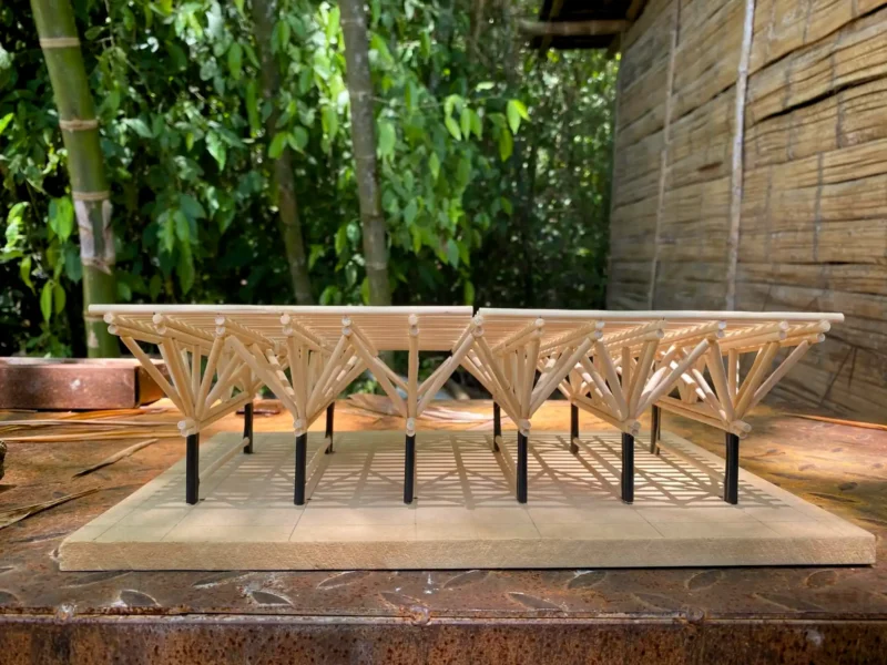 Guadua Bamboo structures at the Cerro Tusa park in Colombia