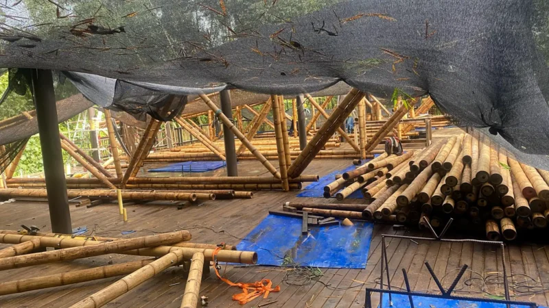Guadua Bamboo structures at the Cerro Tusa park in Colombia