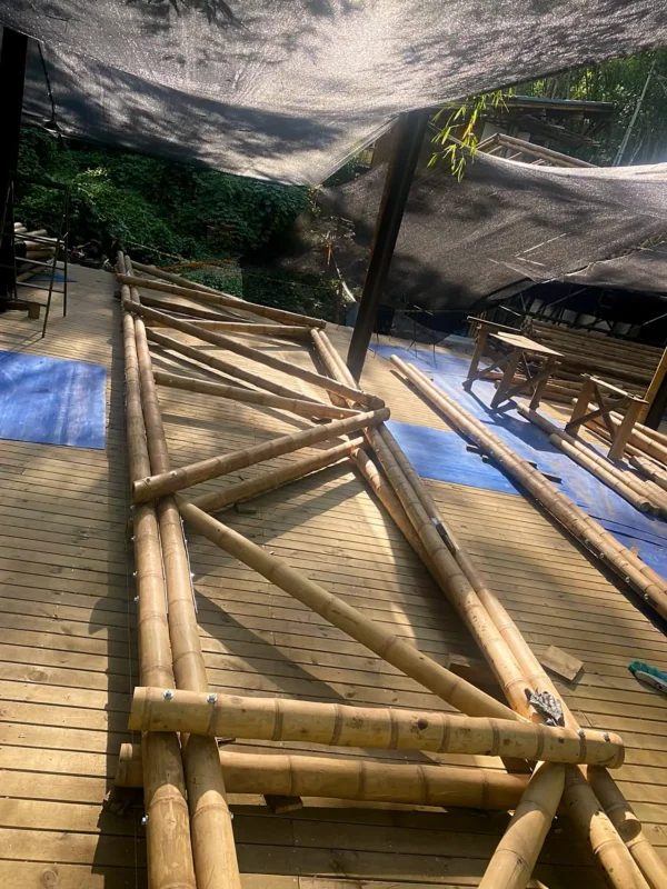Guadua Bamboo structures at the Cerro Tusa park in Colombia