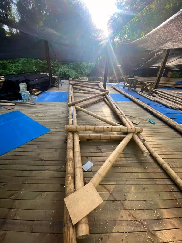 Guadua Bamboo structures at the Cerro Tusa park in Colombia