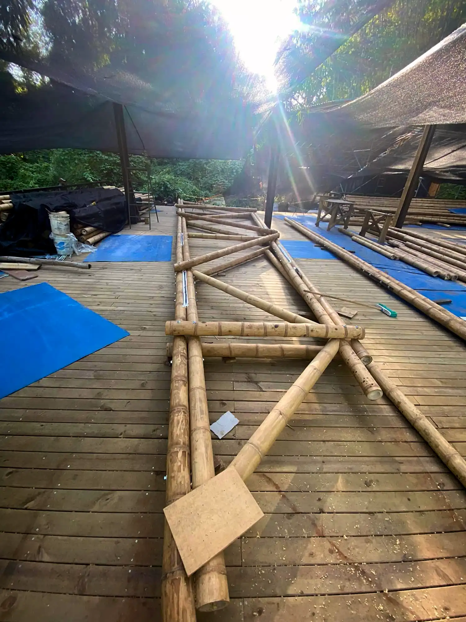 Guadua Bamboo structures at the Cerro Tusa park in Colombia