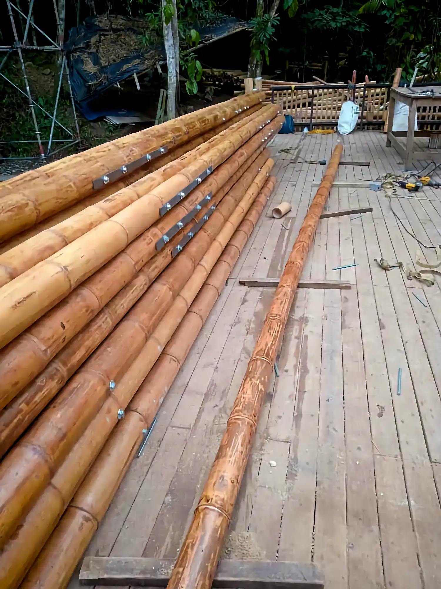 Guadua Bamboo structures at the Cerro Tusa park in Colombia