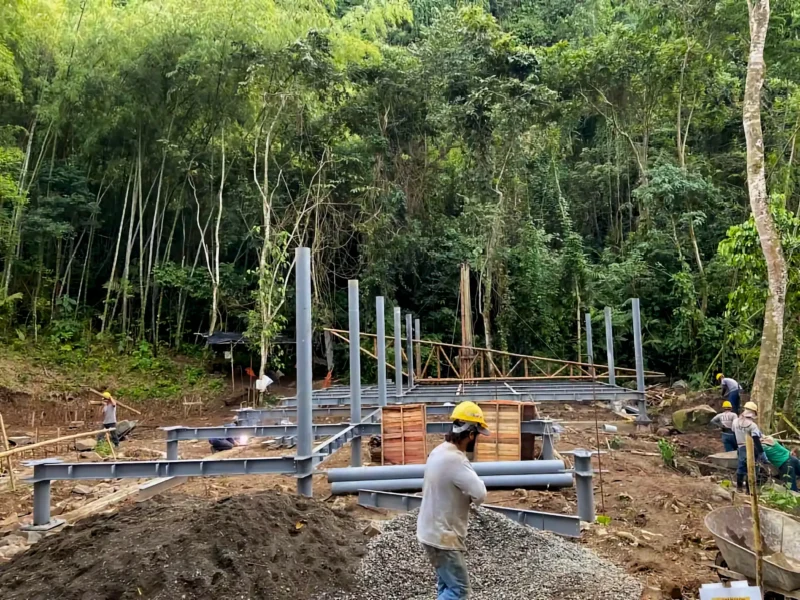 Guadua Bamboo structures at the Cerro Tusa park in Colombia