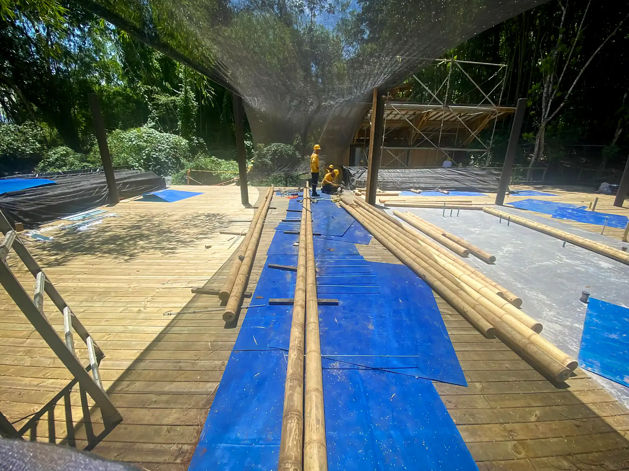 Guadua Bamboo structures at the Cerro Tusa park in Colombia