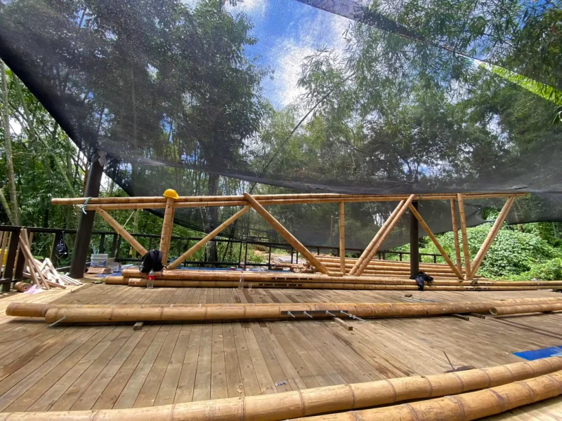 Guadua Bamboo structures at the Cerro Tusa park in Colombia