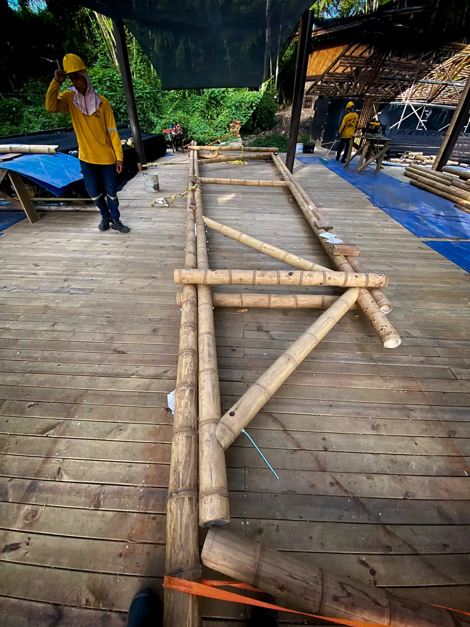 Guadua Bamboo structures at the Cerro Tusa park in Colombia